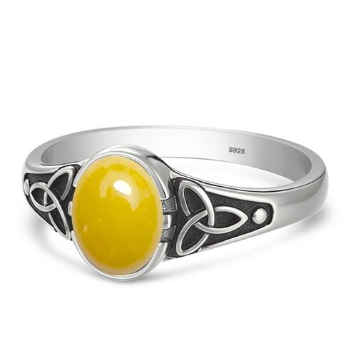 Natural Oval Black Agate Stone Ring,Retro 925 Sterling Silver Genuine Real Quartz Crystal Gemstone Vintage Gothic Punk Viking Celtic Knot Statement Ring for Women (A08_Black Agate, 9) in Kuwait