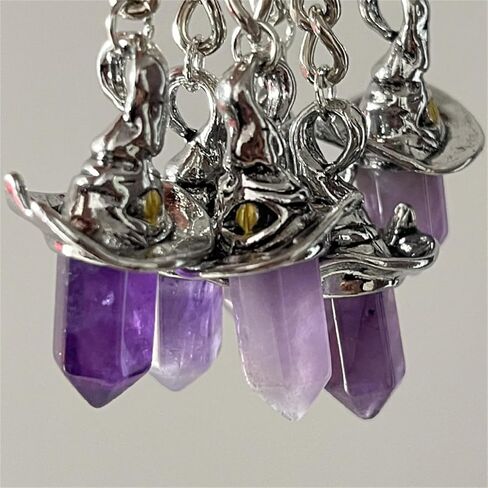 Gothic Magic Hat Amethyst Necklace for Women Handmade Healing Crystal Witch Pendant Necklace Halloween Talisman Jewelry Gifts (Black) in Saudi Arabia