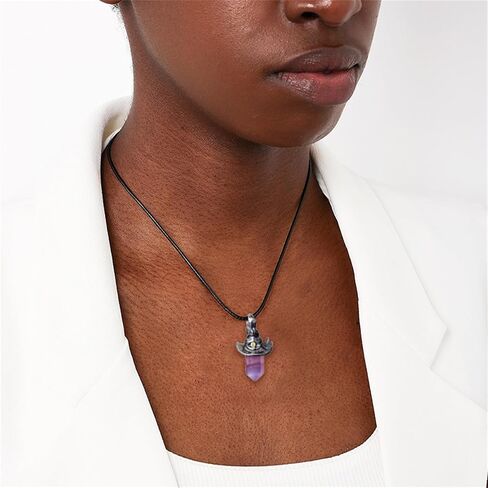 Gothic Magic Hat Amethyst Necklace for Women Handmade Healing Crystal Witch Pendant Necklace Halloween Talisman Jewelry Gifts (Black) in Saudi Arabia