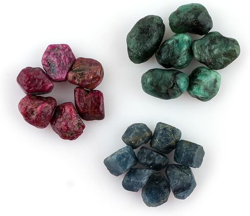 Natural Wholesale Raw Mix Gemstones Pack, Ruby, Emerald, Blue Sapphire Rough Stones, DIY Jewelry Making, Precious Stones, Loose Supply, Healing Crystals, Gem Collection in Saudi Arabia