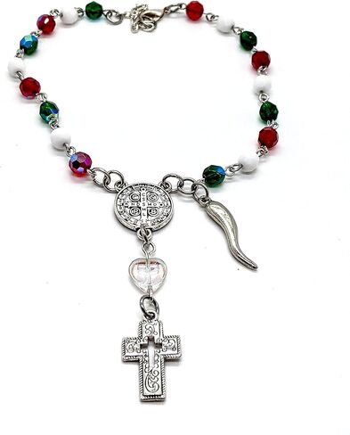 Italian Auto/Vehicle Rosary With Italian Horn (Cornicello) Charm (Silver plain horn) in Saudi Arabia