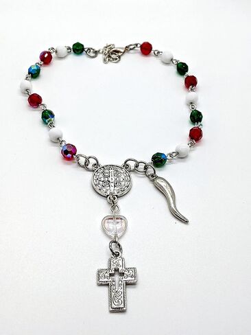 Italian Auto/Vehicle Rosary With Italian Horn (Cornicello) Charm (Silver plain horn) in Saudi Arabia
