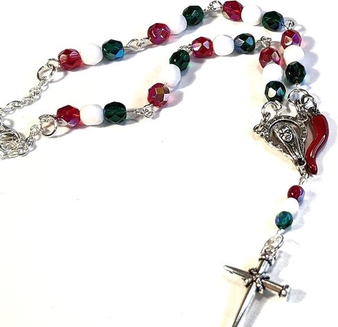 Italian Auto/Vehicle Rosary With Red Italian Horn (Cornicello) Charm (Silver or Gold) (Gold) in Saudi Arabia