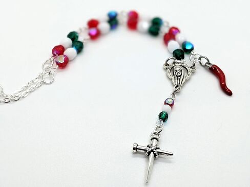 Italian Auto/Vehicle Rosary With Red Italian Horn (Cornicello) Charm (Silver or Gold) (Gold) in Saudi Arabia