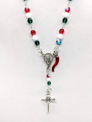 Italian Auto/Vehicle Rosary With Red Italian Horn (Cornicello) Charm (Silver or Gold) (Gold) in Saudi Arabia