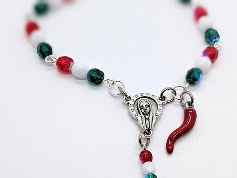 Italian Auto/Vehicle Rosary With Red Italian Horn (Cornicello) Charm (Silver or Gold) (Gold) in Saudi Arabia