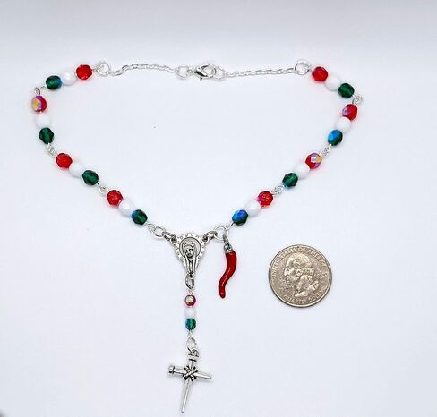 Italian Auto/Vehicle Rosary With Red Italian Horn (Cornicello) Charm (Silver or Gold) (Gold) in Saudi Arabia