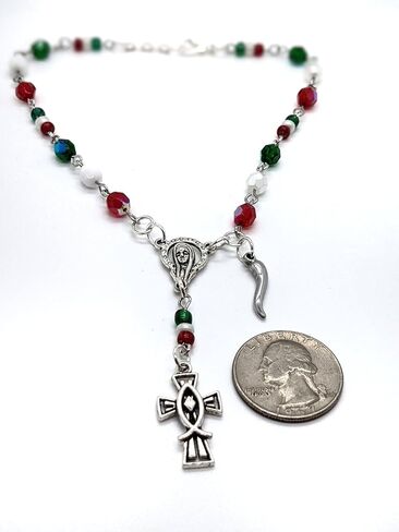 Italian Auto/Vehicle Rosary With Red Italian Horn (Cornicello) Charm (Silver or Gold) (Gold) in Saudi Arabia