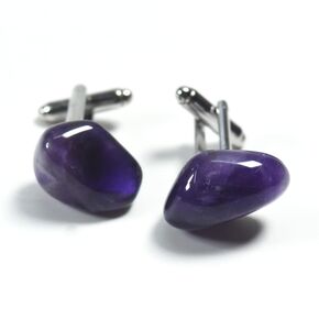 Custom Amethyst Stone Cufflinks - 1 Set