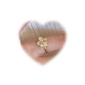 Boho Pearl Flower Ring Flower Knuckle Ring Gold Flower Stacking Ring Flower Finger Ring Jewelry for Women