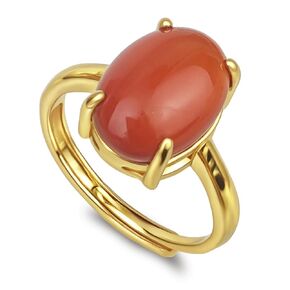 خاتم Carnelian ، حلقات عقيق حمراء طبيعية مملوءة بالذهبية 14K للنساء ، حلقة برتقالية للأحجار الكريمة القابلة للتعديل للمجوهرات Carnelian (Carnelian)