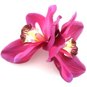 Double Fuchsia Pink Orchids Silk Flower Hair Clip with Teeth