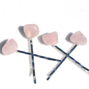 Rose Quartz Stone Hair Pins (Quantity of 2)