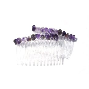 Purple Amethyst Stone Hair Combs (Qty of 2)