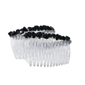 Black Tourmaline Stone Hair Combs (Qty of 2)
