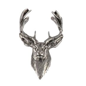 Whitetail Deer Head Pin, Pewter, M007, 1.5 Inches, Handmade in the USA, Realistic, Buck, Metal, Hat Pin, Lapel Pin, Brooch, Gift, Over 3100 Wildlife Designs.
