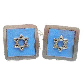 Tallit Clips - Star of David on Blue Copper Enamel