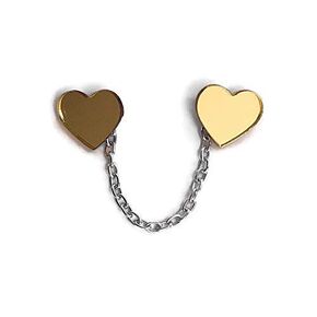 Sweater Clip Gold Mirror Hearts, Gold Laser Cut Heart Cardigan Clips, 4" or 6" Chain