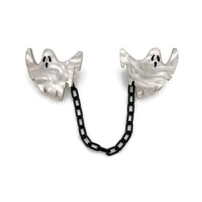 Ghost Sweater Clip, Black and White Halloween Cardigan Clips, Creepy Cute Sweater Guards