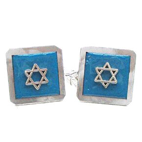 Tallit Clips - Star of David on Teal Copper Enamel