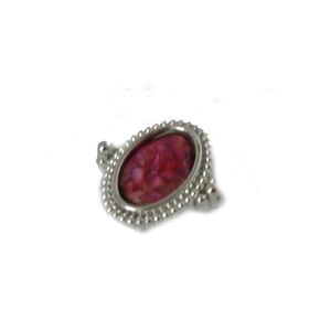 Bright Pink Jasper Cabochon is the Center of thisSilver -Tone Scarf Clilp