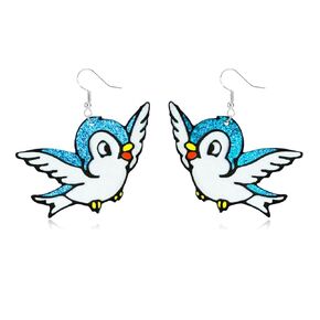 Snow White Inspired Blue Bird Earrings, Lightweight Acrylic Snow White Jewelry for Women, Snow White Merch Accessories Gifts