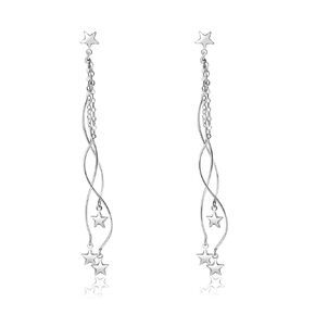Star Sterling Silver Earrings Dangle for Women Chain Tassel Earrings Star Stud Earrings Drop Tassel Earrings for Gift