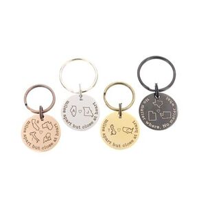 Miles Apart keychain - هدية متحركة - علاقة طويلة المدى - النشر - قرص محفور 1 بوصة - اختر الأحرف الأولى من الحالات - DGR -25MM