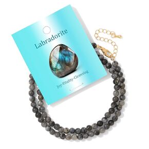 Labradorite Natural Stone Necklace for Women 4mm Handmade Crystal Choker Bead Necklace Gemstone Necklace Healing Crystal Jewelry for Women