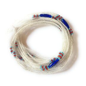 Multi-Strand 3-in-1 Style African Waist Beads Tie-On Strand, 42 Inch: Clear Glass Belly Beads