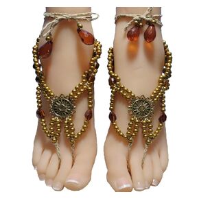 Gold and Amber Barefoot Sandals. One of a Kind Jewelry!