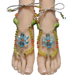 Barefoot Sandals with Colorful Flowers. Great for Beach Wear, Bellydancing, and Other Barefoot Occasions!