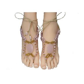 One of a Kind Pink & Gold Barefoot Sandals