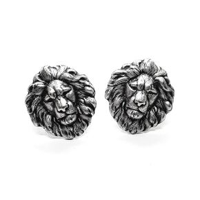 Handmade Oxidized Silver Lion Cuff Links