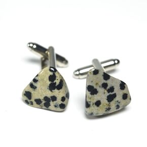 Custom Dalmatian Jasper Stone Cufflinks - 1 Set