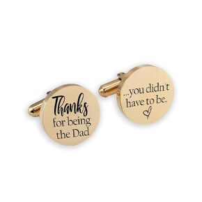 Love, Georgie Stepfather of the Bride or Groom Cufflinks, Wedding Gift for Stepdad from Stepdaughter or Stepson, Father's Day, Christmas Present for Bonus Dad, Round Steel or Gold Cufflinks (Steel)
