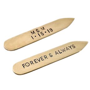 Bronze Collar Stays Personalized Valentine's Day Present, 8th Anniversary Present for Him, 2.25 Inches