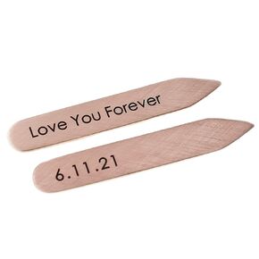 Personalized Copper Collar Stays - Custom 7th Anniversary Valentine's Day Gift for Him - 2.25 Inches