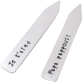 Personalized .925 Sterling Silver Collar Stays Present for Him, Custom Engraving, 2.25 inches