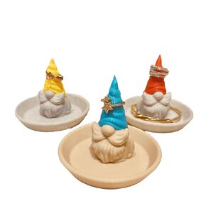 Gnome with Hat Ring Dish| Vanity Organizer| Creative Dish| Jewelry Ring/Bracelets Organizer| Office Home Decor Accessories| Holiday Gift (Base Color: Marble, Blue)