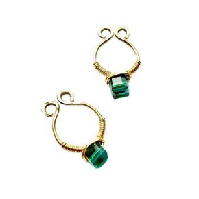Fake Nipple Rings Set of 2 Non Pierced Body Jewelry Solid Gold Brass Wire Hammered Nipple Jewelry