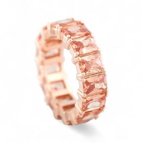 Baguette Shape Peach Morganite Wedding band Rose Gold Plated Full Eternity band Alternative Bridal Stacking Matching Band Birthstone Promise promise Gift BY ABEST JEWELRY