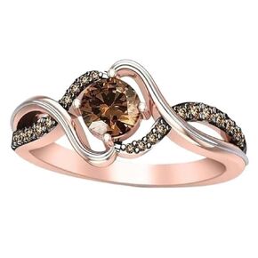 Lab-Created Brown Diamond Ring, 1.00 Ct, 14k Rose Gold Finish, Sterling Silver 925 (9)