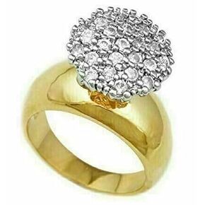 Diamond Cluster Engagement Ring - Yellow Gold Finish For Women (6)