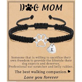 هدايا أمي أمي للنساء ، هدية لمحبي الكلاب M الأساور الأولية للنساء للنساء هدايا تذكارية للكلاب مضفر أساور PET PAW قابلة للتعديل حبل المرأة أفكار هدية عيد ميلاد الذكرى السنوية in Kuwait