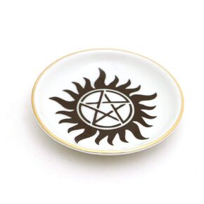 Pentagram ring dish, Wicca ring dish with 22k gold