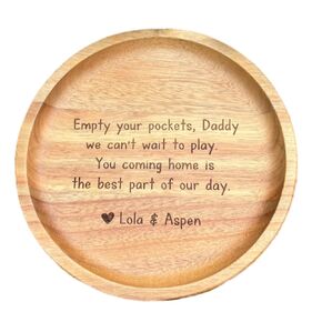 Empty Your Pockets Daddy, Custom Personalized Wood Valet Tray for Dad, Engraved Key Storage Tray with Name,Father's Day Gift,Birthday Gifts for Dad