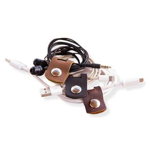 Leather Cord Holder Organizer - USB Cables, Lightning Cord, USB-C Organizer Holder (3 Pack) Made in the USA