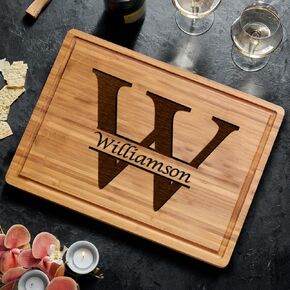 Personalized Cutting Board - Elegant Last Name Monogram - Perfect Wedding Registry Gifts - Engraved Wooden Housewarming Gifts for Men - Unique Decorative Keepsake