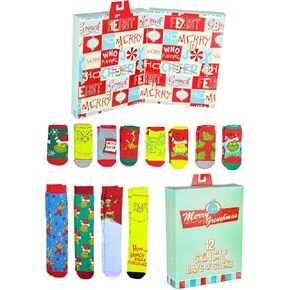 Bioworld The Grinch Merry Grinchmas 12 Grinchy Days Of Socks Mix and Match Gift Box Set in Saudi Arabia